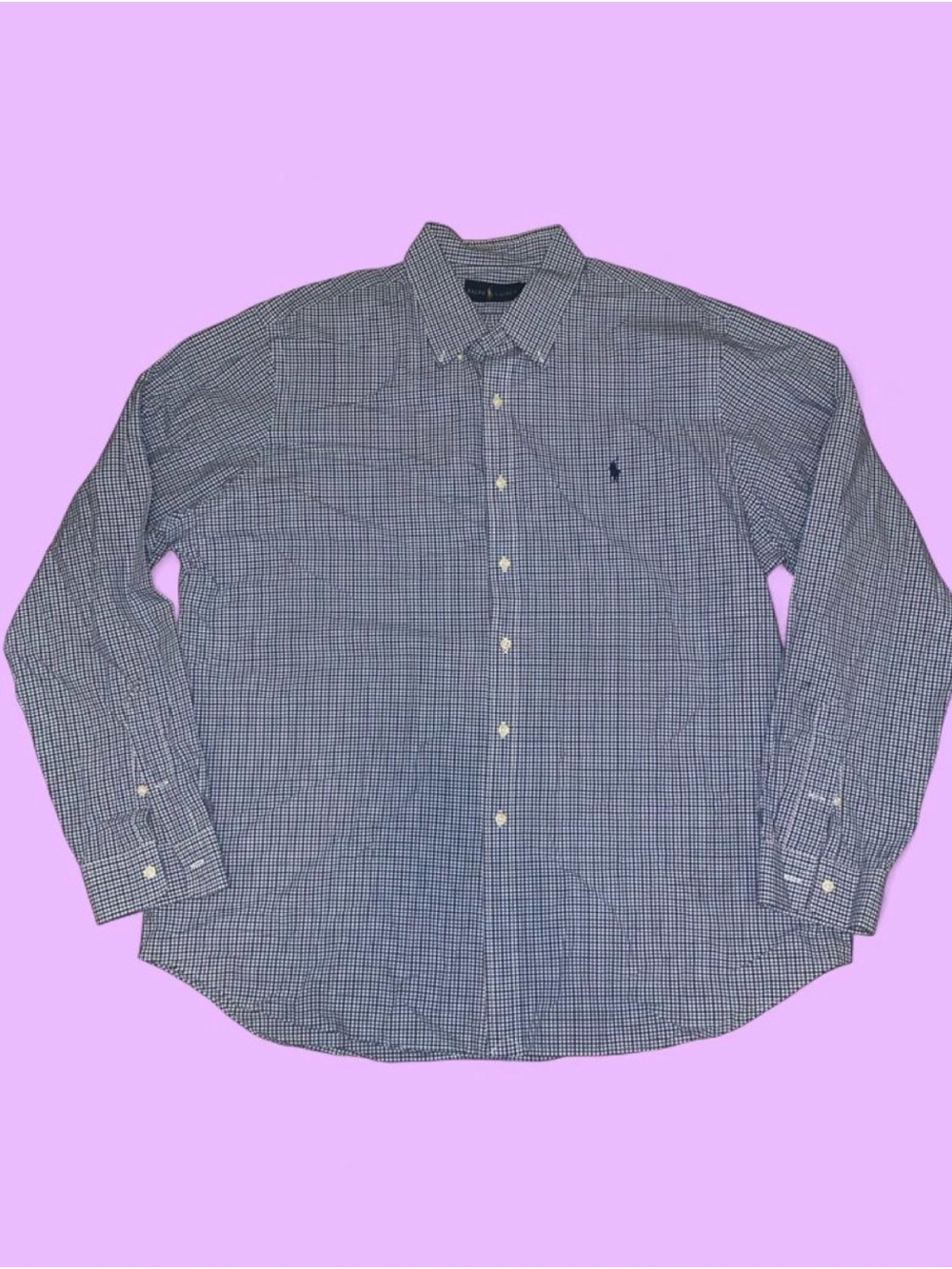 Ralph Lauren Blue & White Micro-Check Button-Down Shirt